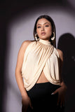 Drape high neck top glamfe