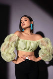 Organza lemon green crop top glamfe