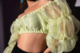 Organza lemon green crop top glamfe