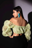 Organza lemon green crop top glamfe